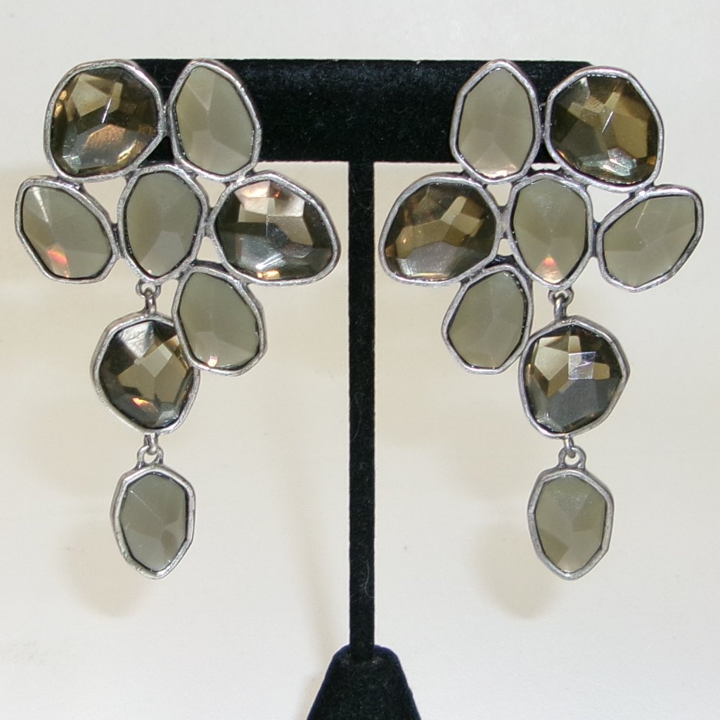 Heidi Klum Gray Faceted Statement Pierced Earrings